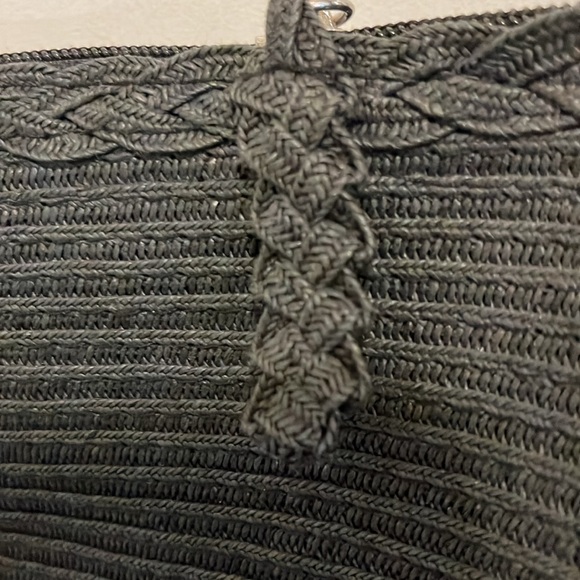 Coldwater Creek large black woven shoulder zip tote VGUC - Picture 4 of 7